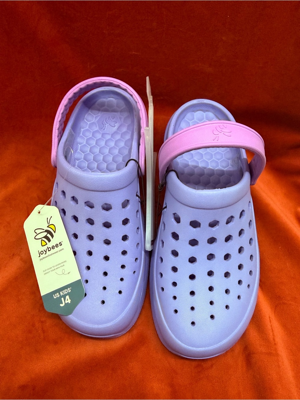 Joybees Kids' Lavender Clogs with Pink Heel Strap